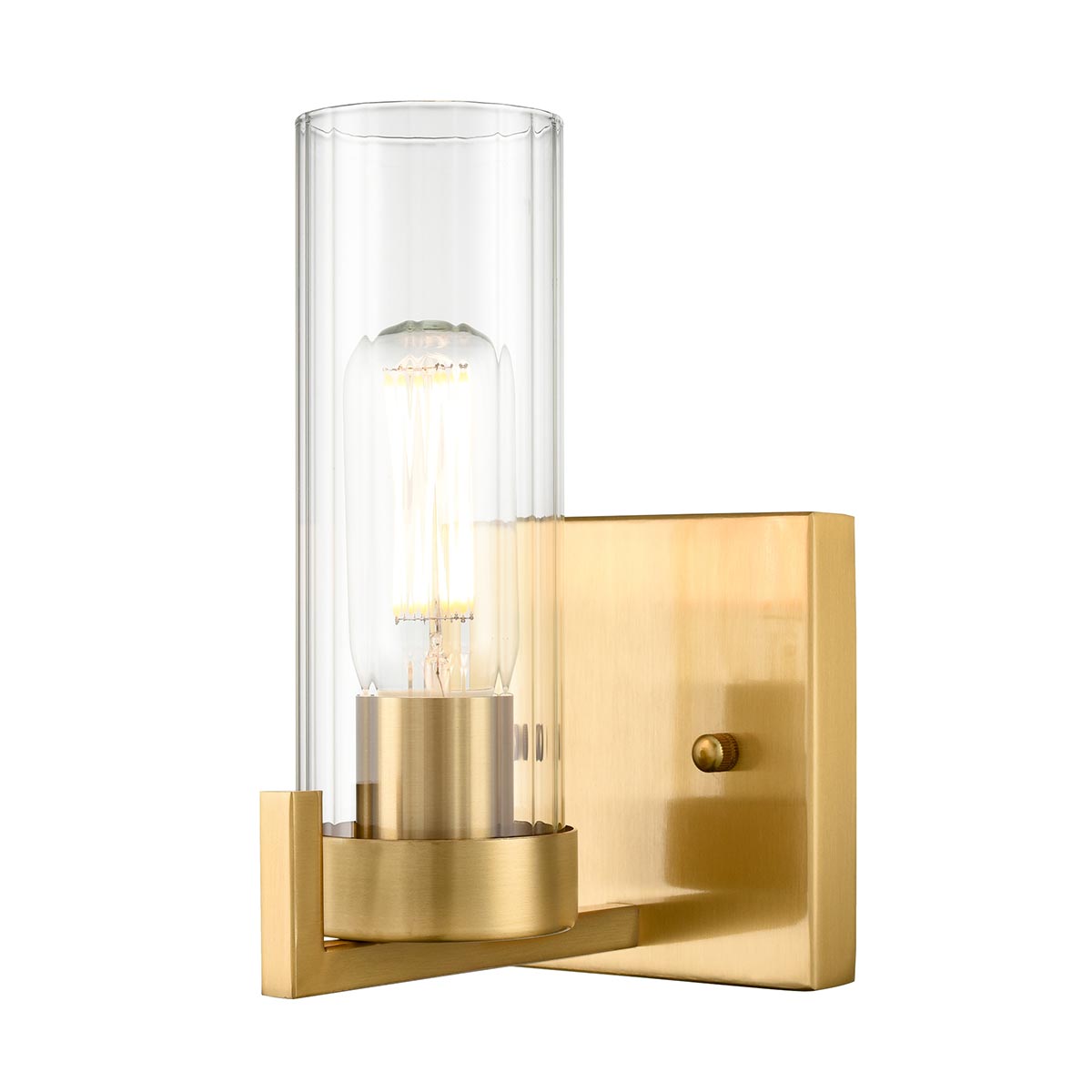 Camelot Single Wall Light Aged Brass Clear Glass Shade
