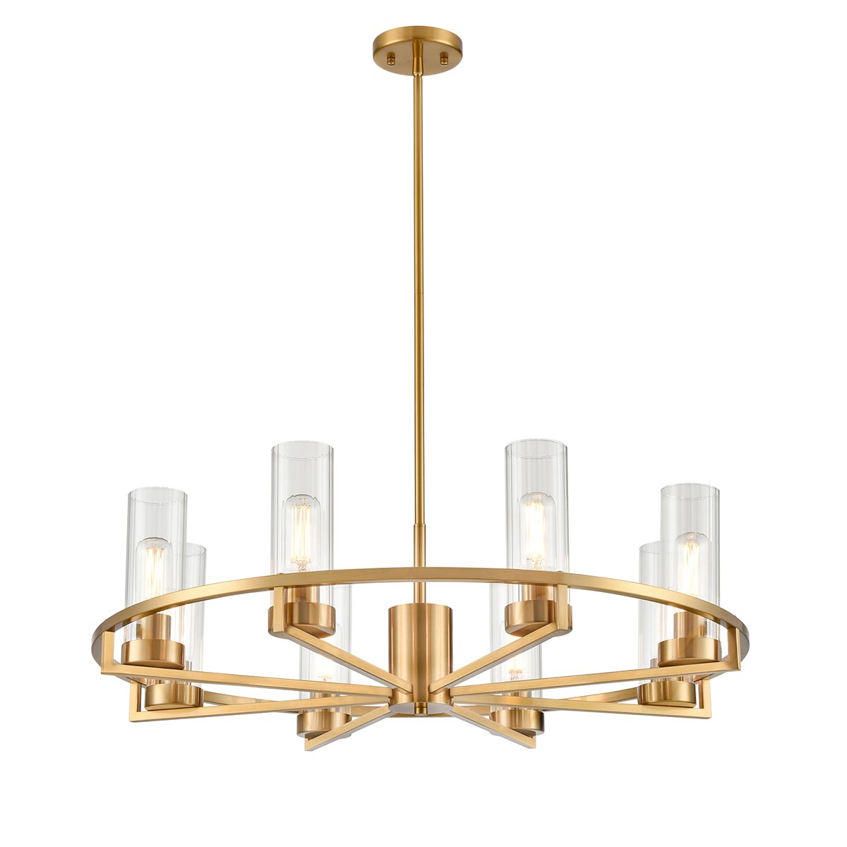 Camelot 8 Light Cartwheel Chandelier Aged Brass Clear Glass
