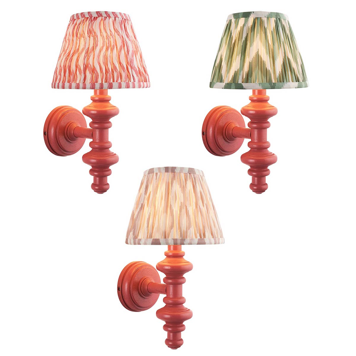 Solid Wood Wall Light in Pink Clay with 20cm Shade Choice