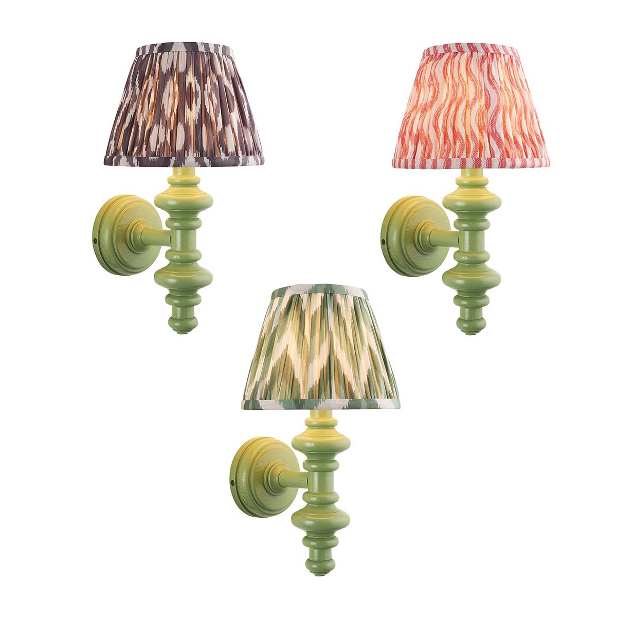 Solid Wood Wall Light in Green with 20cm Shade Choice