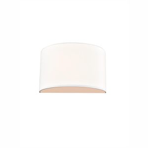 Franklite Casey flush half round wall light with off-white linen shade.