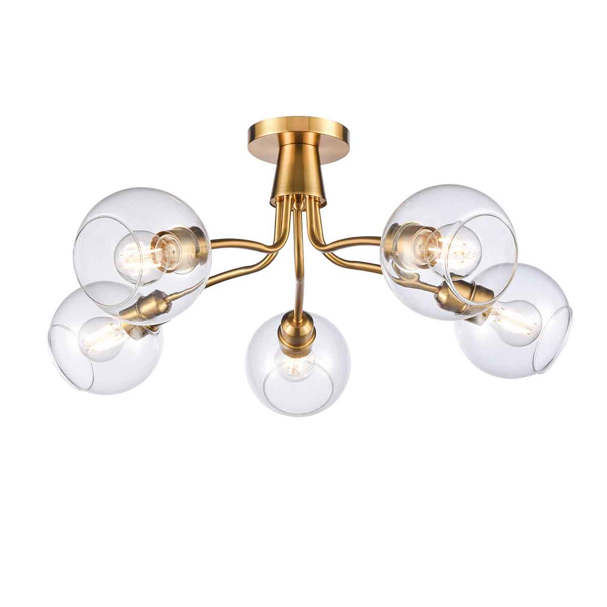 Chalice 5 Light Traditional Semi Flush Ceiling Light Aged Brass