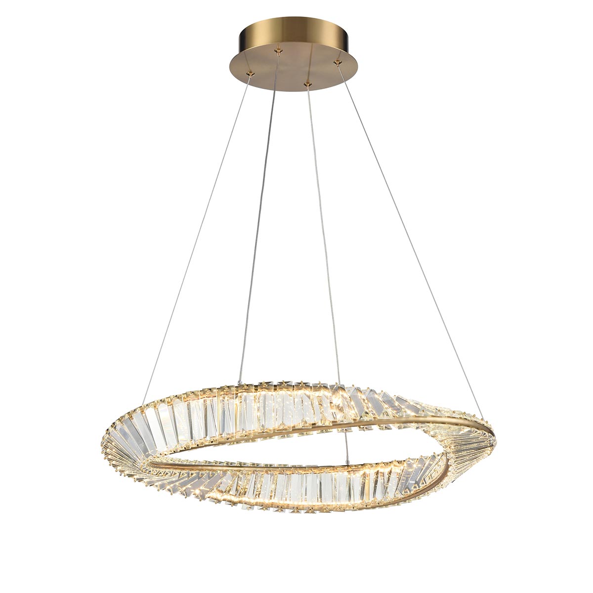 Cleopatra Modern Small LED Crystal Pendant in Aged Brass