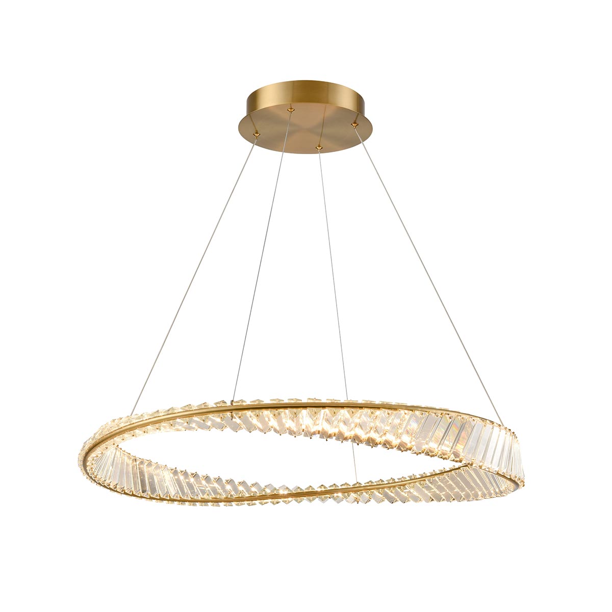 Cleopatra Modern Medium LED Crystal Pendant in Aged Brass