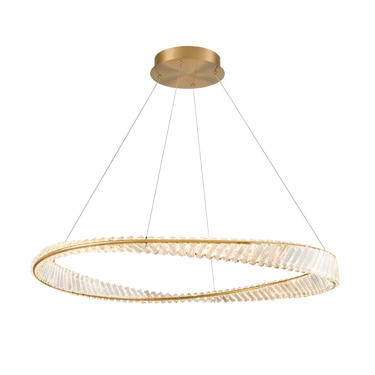 Cleopatra Modern Large LED Crystal Pendant in Aged Brass