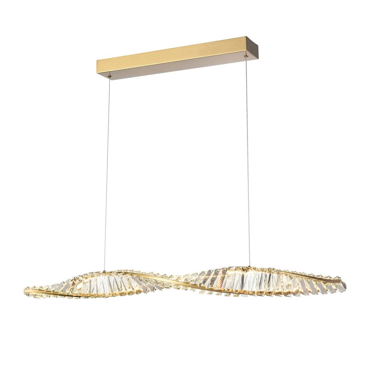 Cleopatra Modern LED Crystal Bar Pendant in Aged Brass