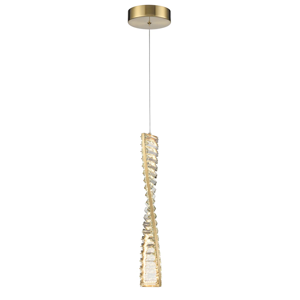 Cleopatra Modern LED Single Crystal Pendant in Aged Brass