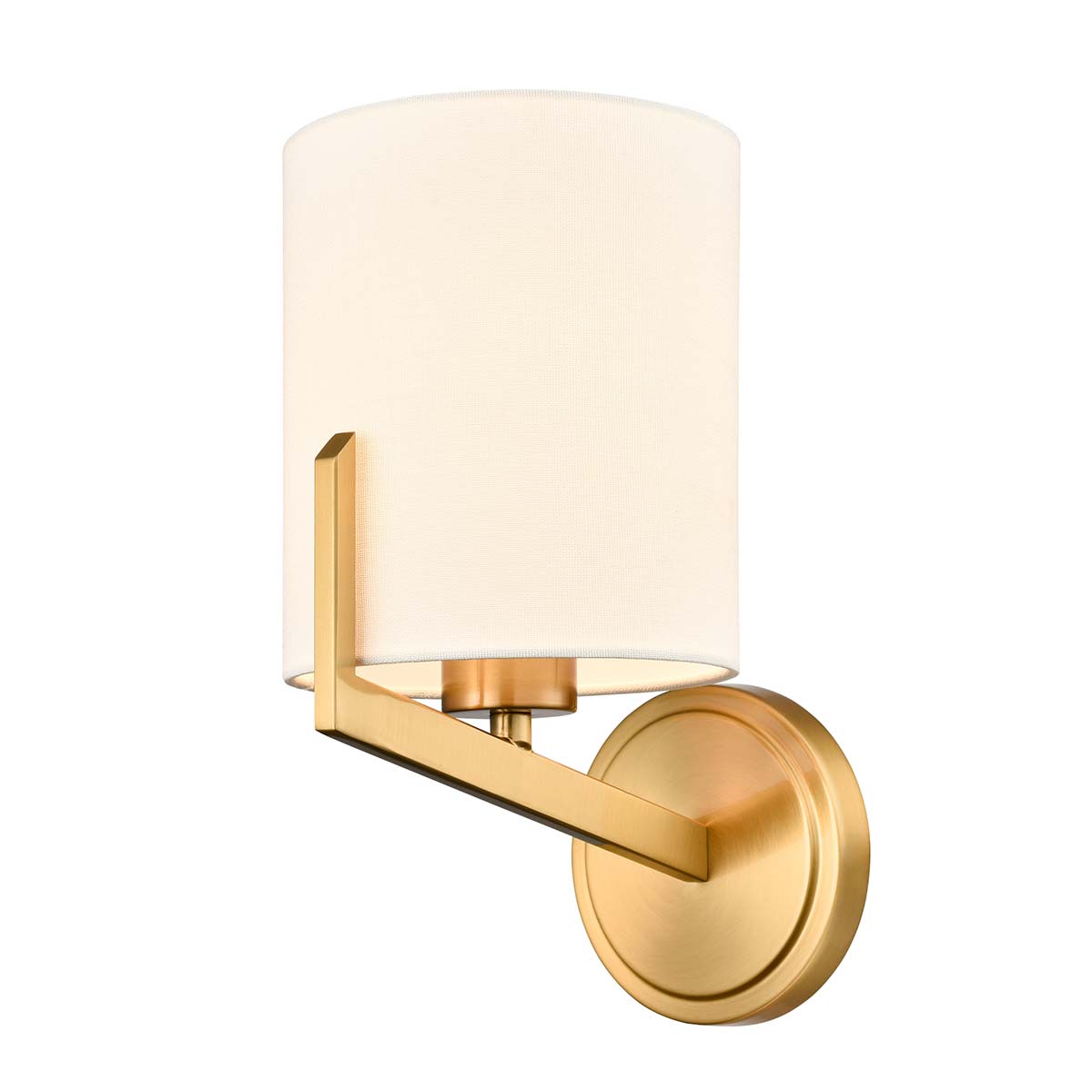 Clifton Single Aged Brass Wall Light With Cream Fabric Shade