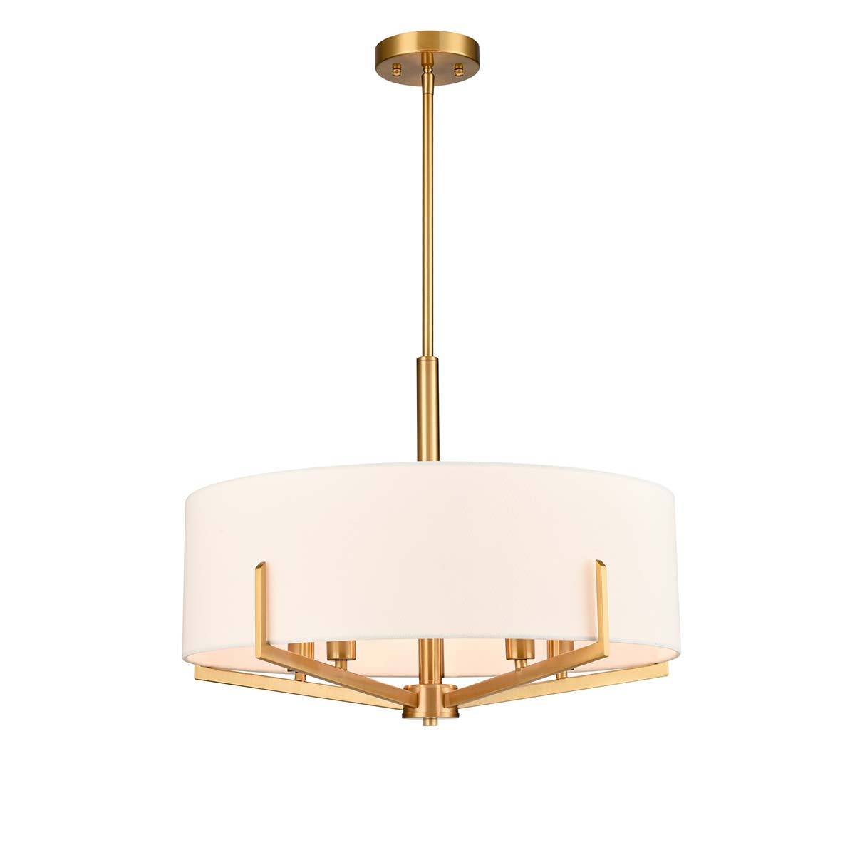 Clifton 5 Light Dual Mount Pendant Aged Brass Cream Shade