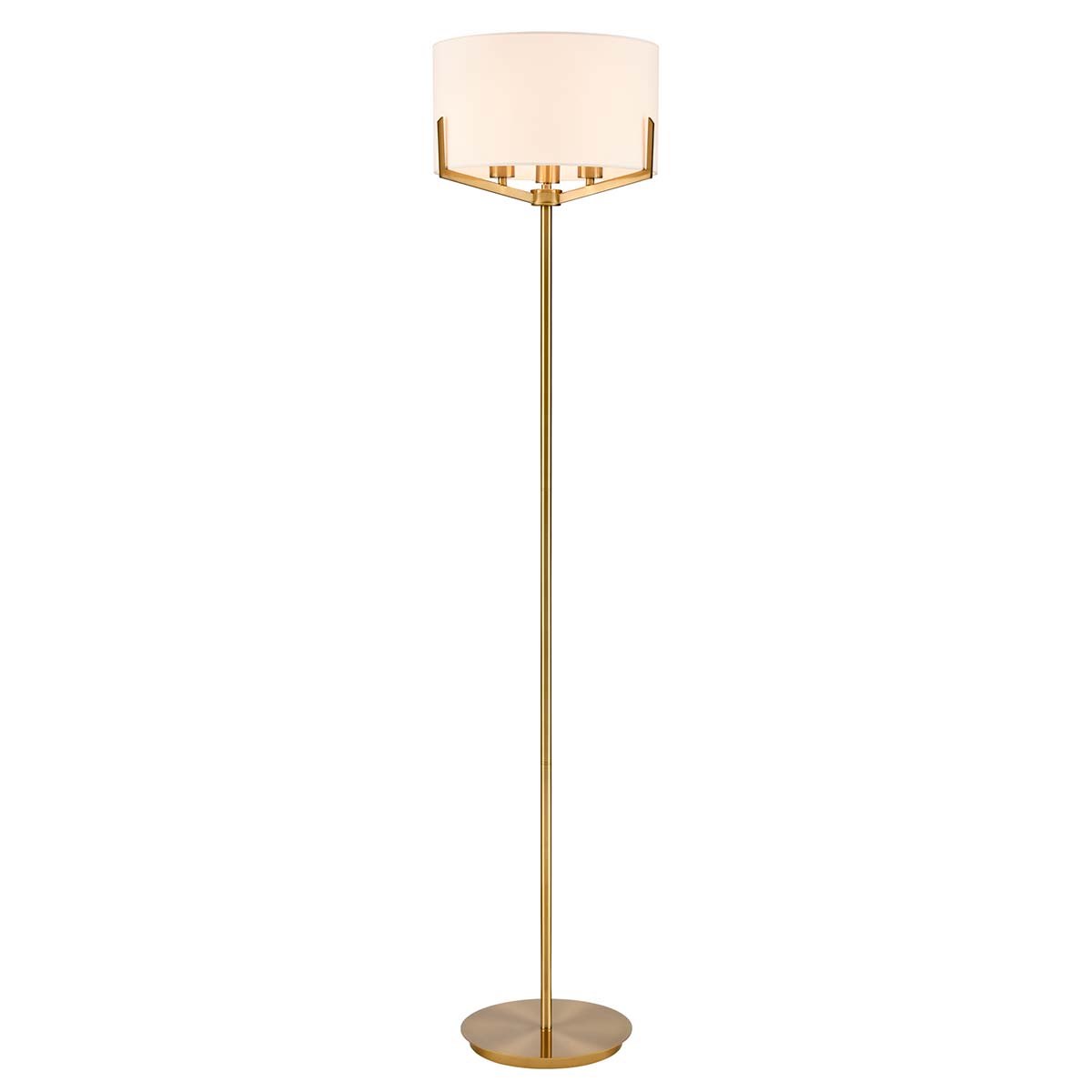 Clifton 3 Light Aged Brass Floor Lamp With Cream Fabric Shade