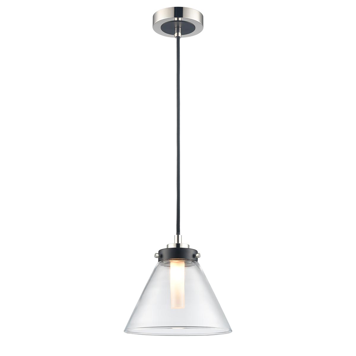 Conica IP44 Bathroom Pendant Matt Black / Polished Nickel