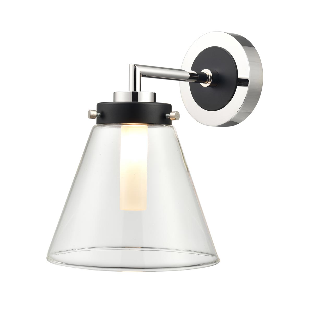 Conica IP44 Bathroom Wall Light Matt Black / Polished Nickel