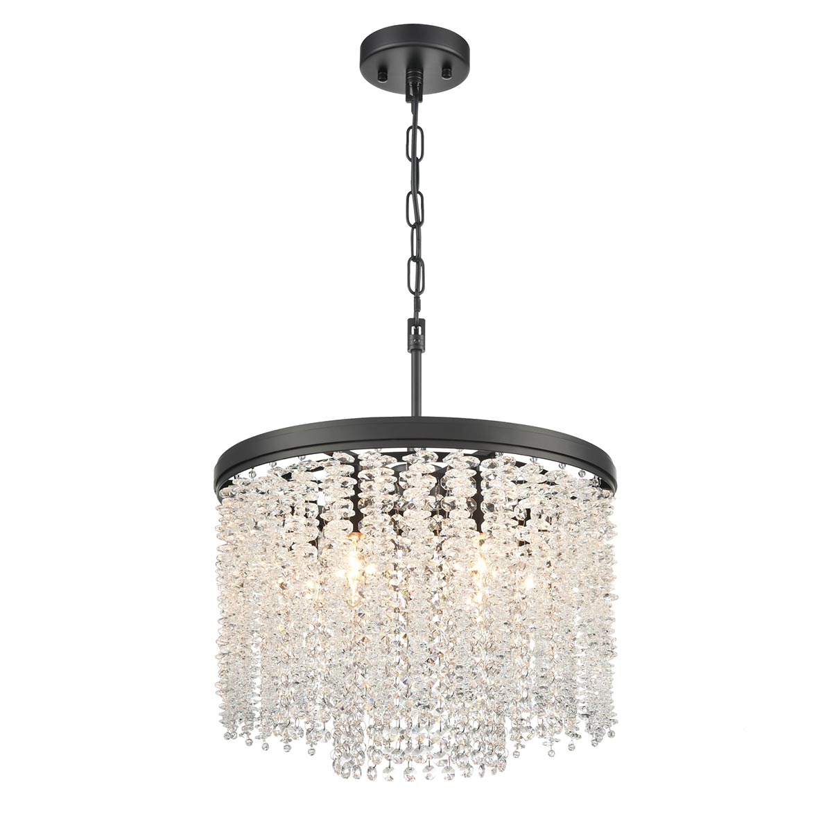 Franklite Coral 6 Light Crystal Pendant Matt Black