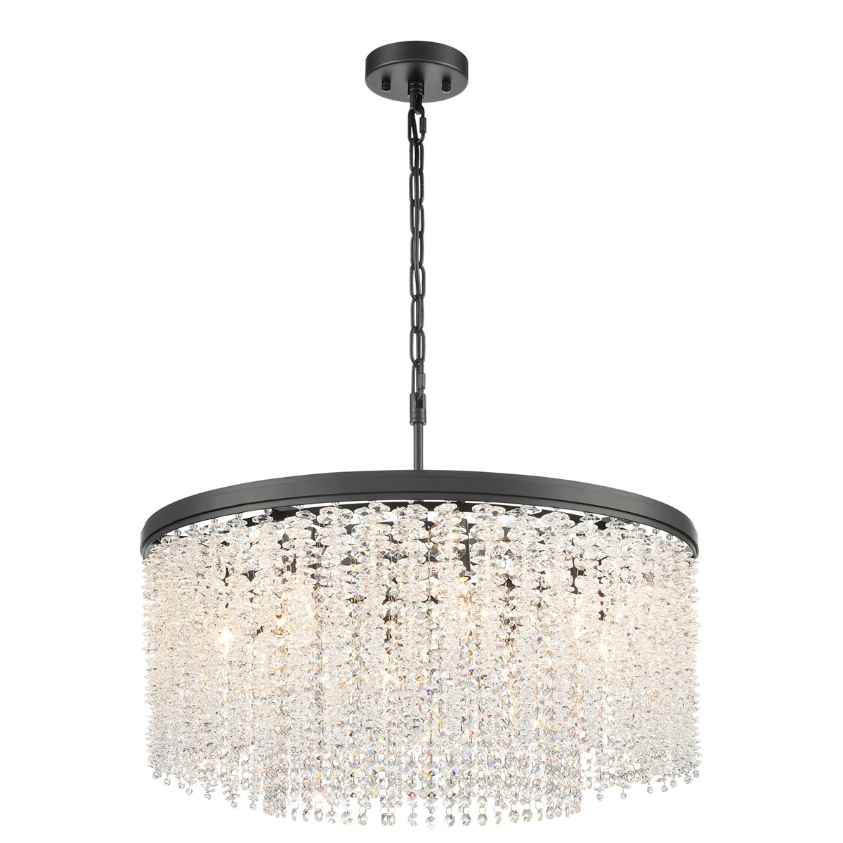 Franklite Coral 8 Light Crystal Pendant Matt Black