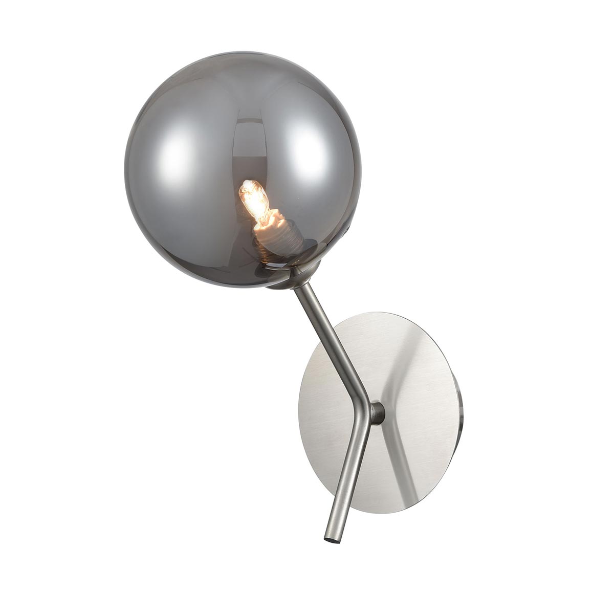 Cosmic Modern Single Wall Light Satin Nickel Smoked Glass