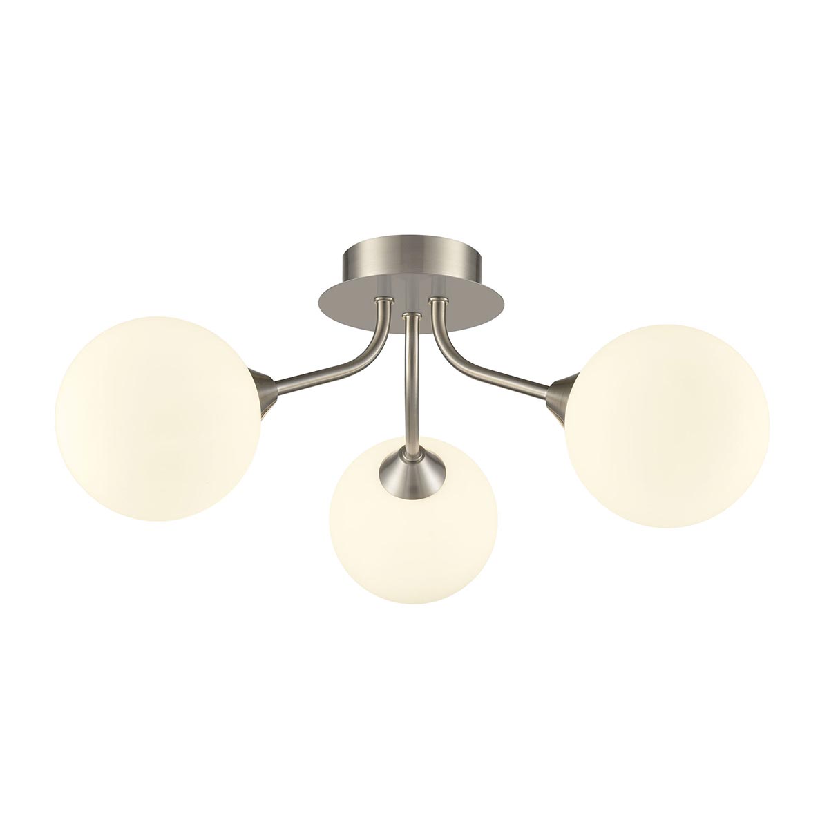 Cosmic Modern 3 Light Semi Flush Satin Nickel Opal Glass