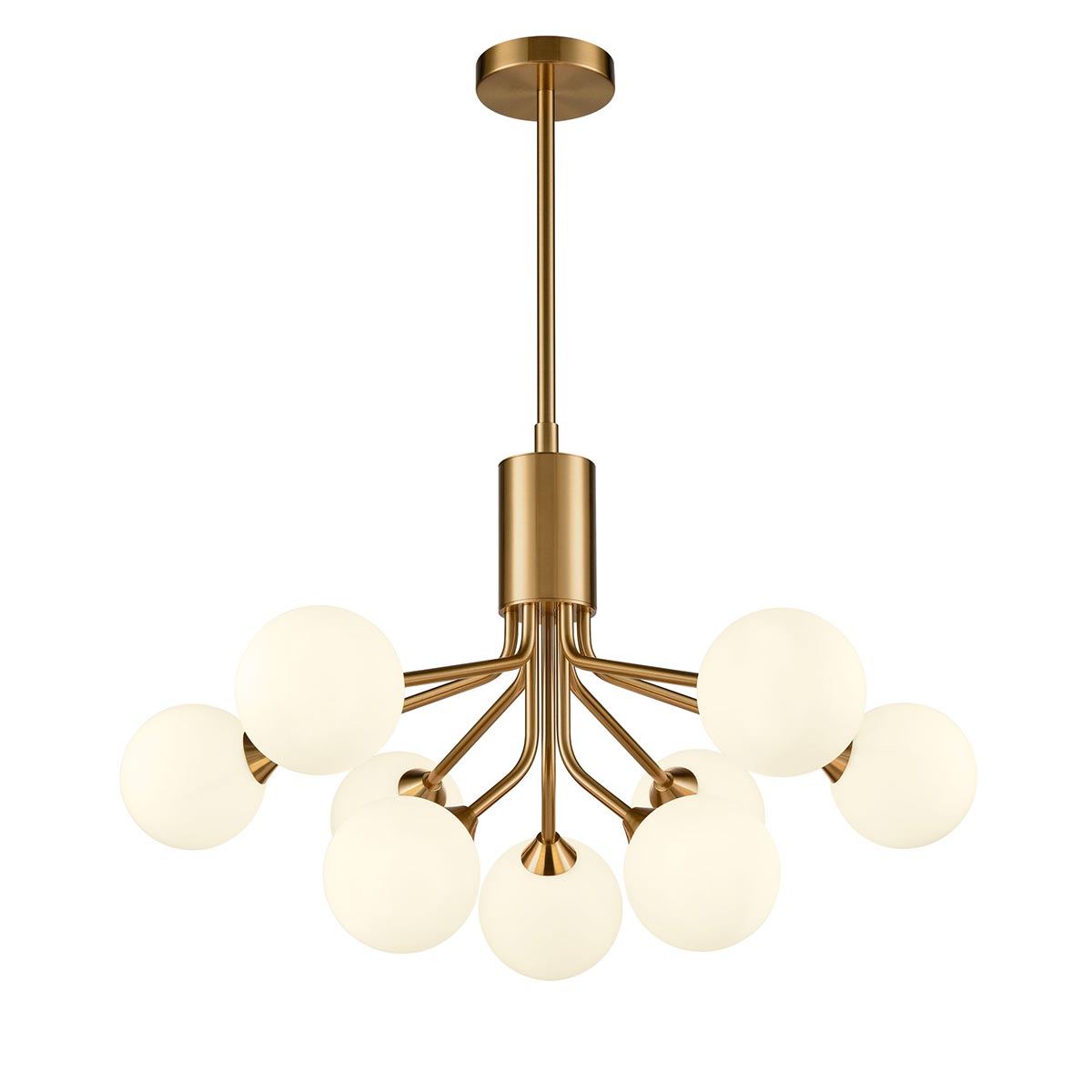 Quality Modern 9 Light Pendant Antique Gold Opal Glass