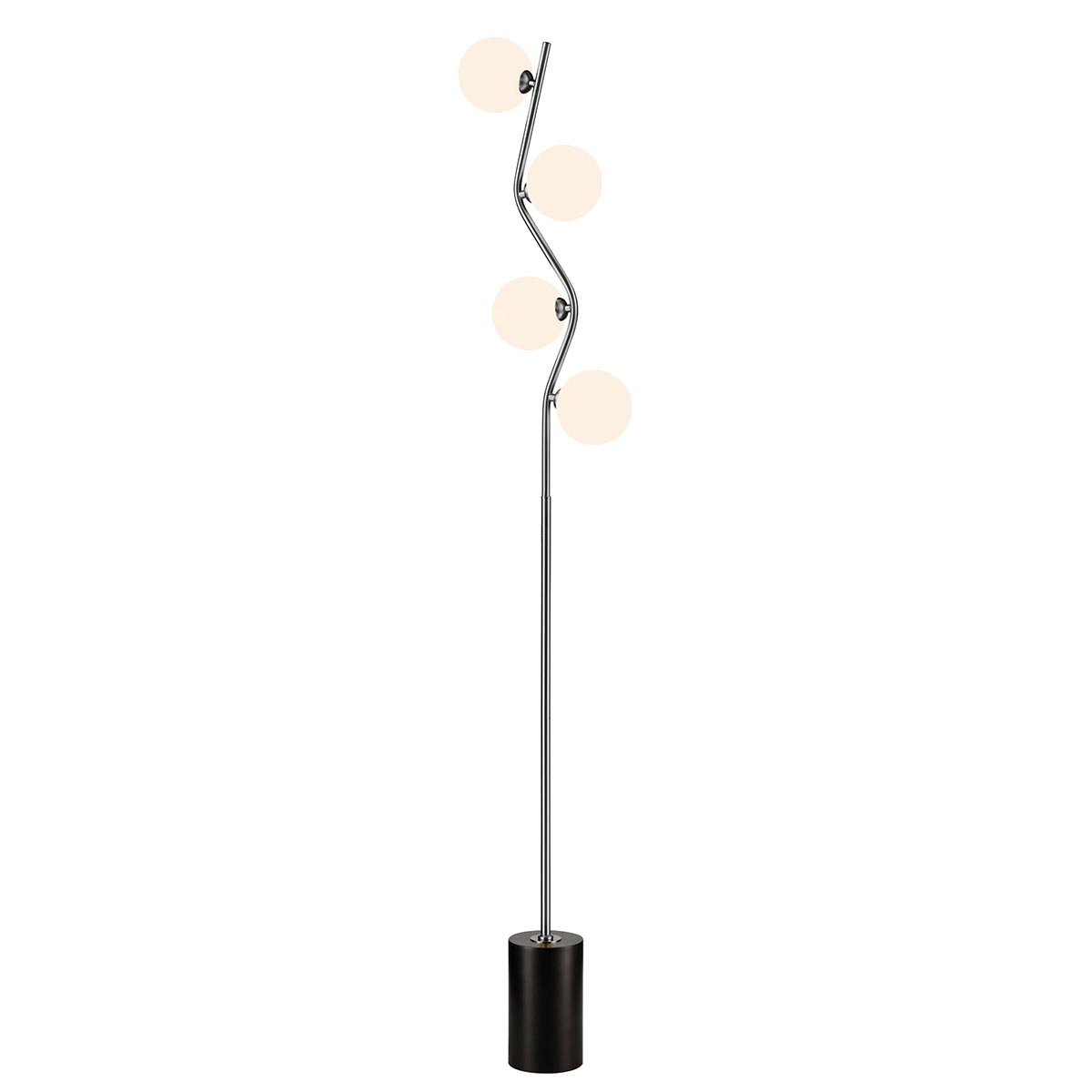 Cosmic Modern 4 Light Floor Lamp Satin Nickel Opal Glass