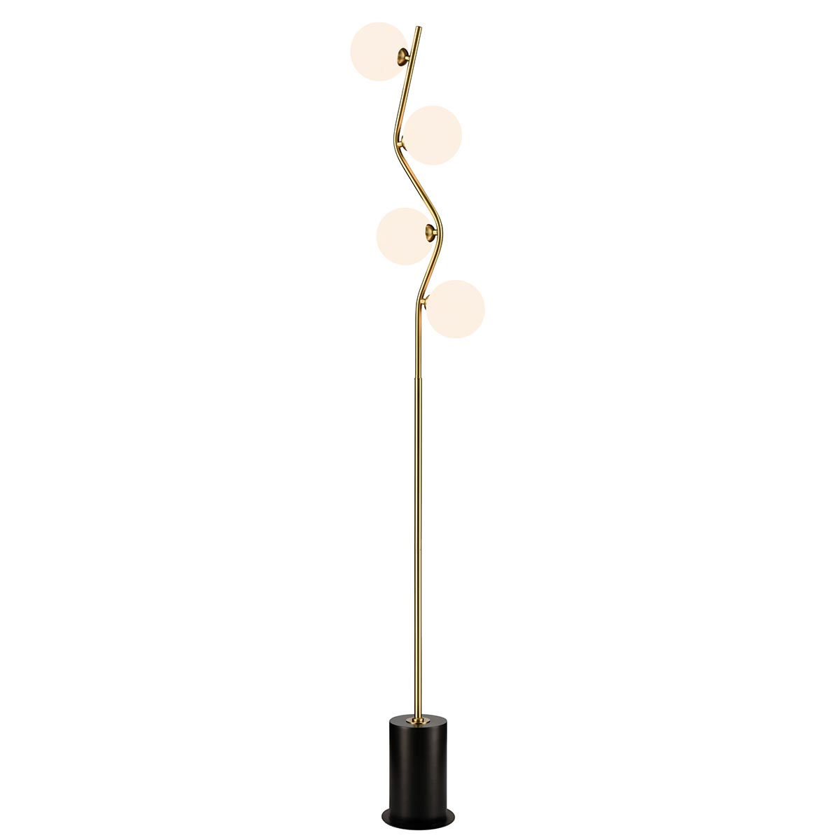 Quality Modern 4 Light Floor Lamp Antique Gold Opal Glass