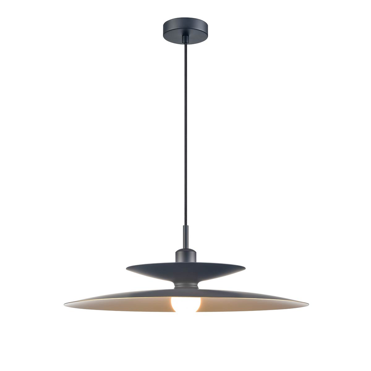 Cymbal Large Single Light Matt Black Pendant with Gold Inner