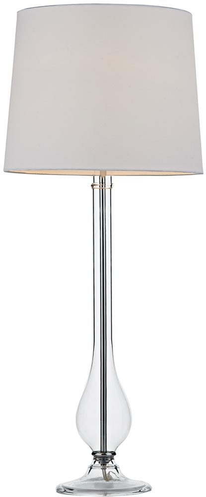 Dar Dillon Clear Glass Tall Table Lamp With White Shade
