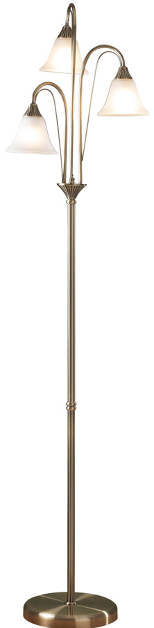 Dar Boston 3 Light Floor Lamp Traditional Antique Brass