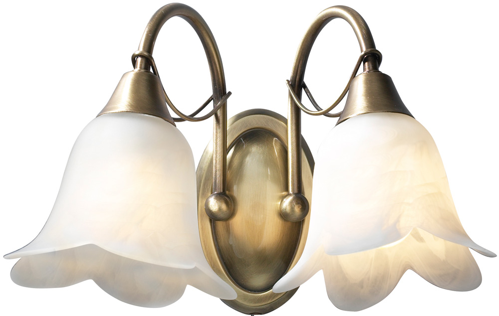 Dar Doublet Switched 2 Lamp Wall Light Antique Brass