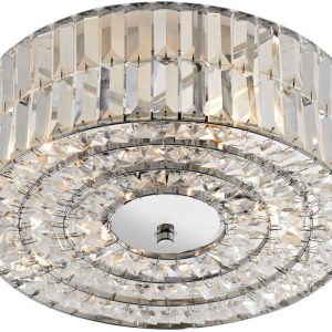 Dar Errol 4 Light Flush Crystal Drum Ceiling Fitting