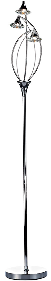 Dar Luther 3 Light Floor Lamp Polished Chrome And Crystal
