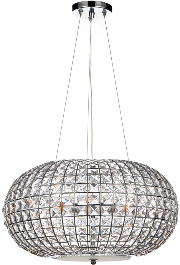 Dar Plaza Modern 3 Light Crystal Sphere Pendant Chrome