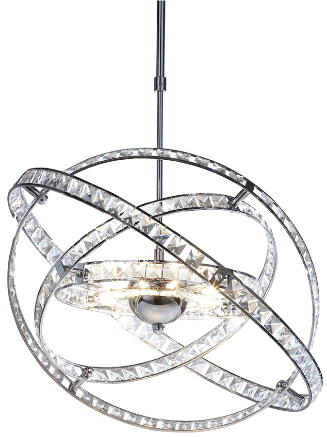 Dar Eternity Adjustable Height 10 Light Crystal Pendant Polished Chrome