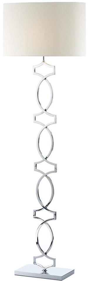 Dar Donovan Polished Chrome Floor Lamp With Cream Shade