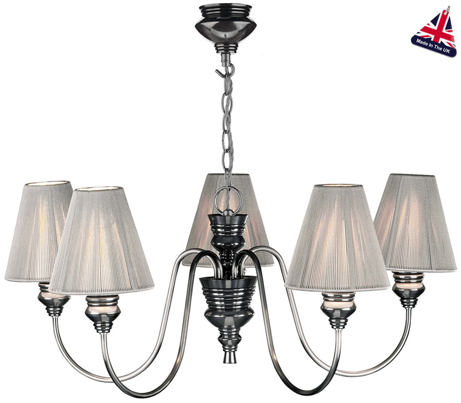 David Hunt Doreen Traditional Pewter 5 Light String Shade Chandelier