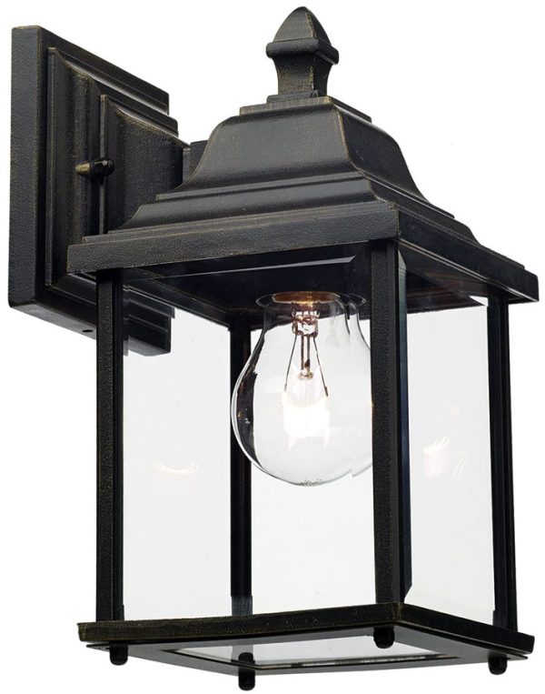 Dar Doyle Traditional Single Outdoor Wall Lantern Black And Gold