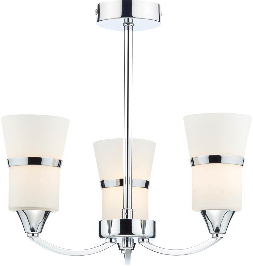 Dar Dublin Modern LED 3 Light Semi Flush Low Ceiling Light Chrome