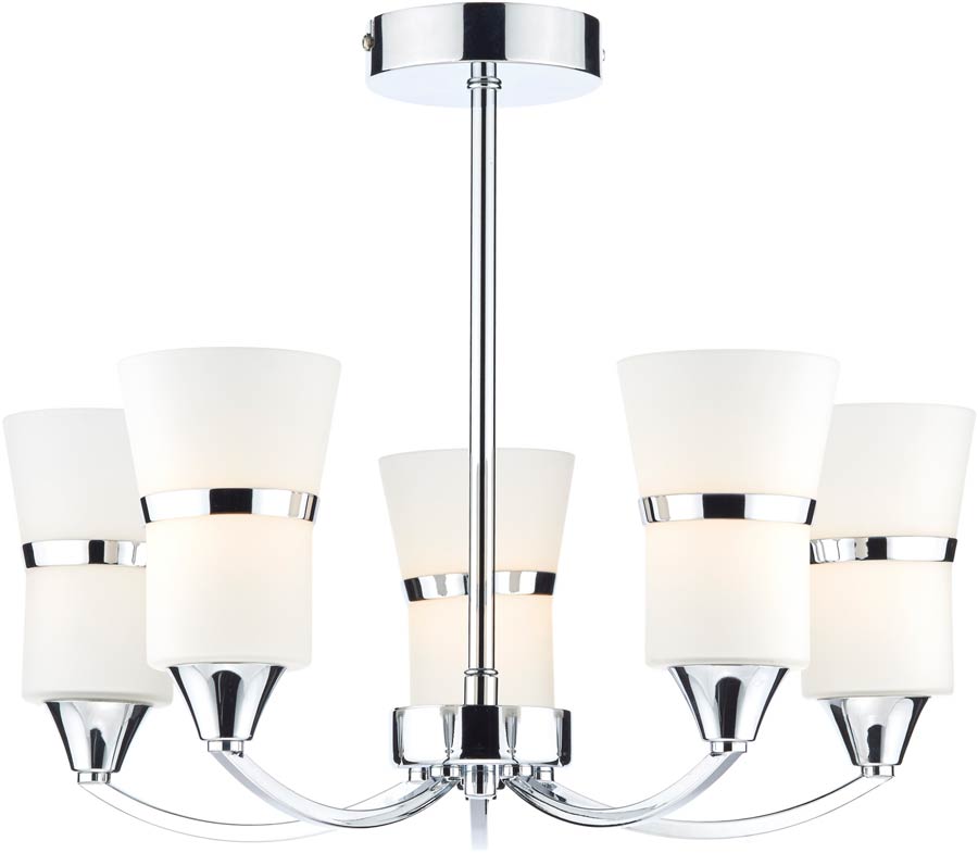 Dar Dublin Modern LED 5 Light Semi Flush Low Ceiling Light Chrome