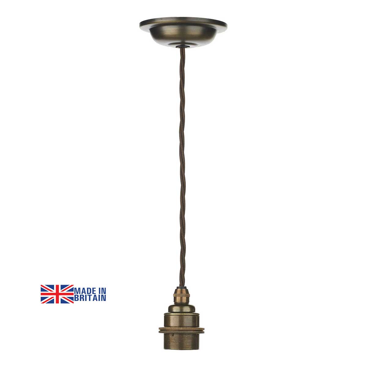 Duxford Antique Brass Braided Flex Pendant Suspension