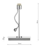 Dar Amalfi Chrome Bedside Table Lamp With LED Reading Light Base