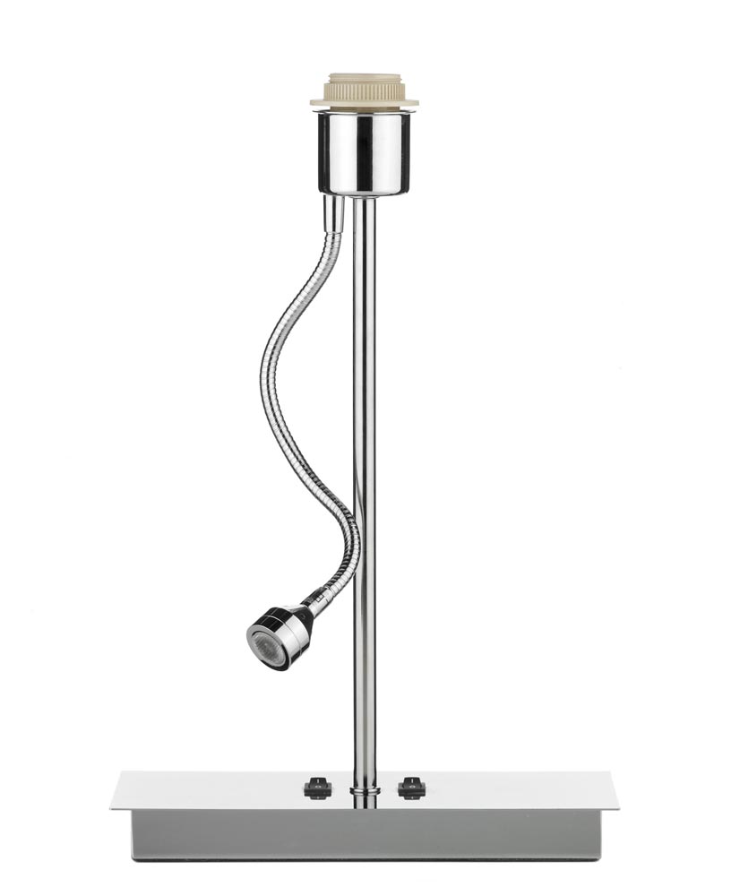 Dar Amalfi Chrome Bedside Table Lamp With LED Reading Light Base