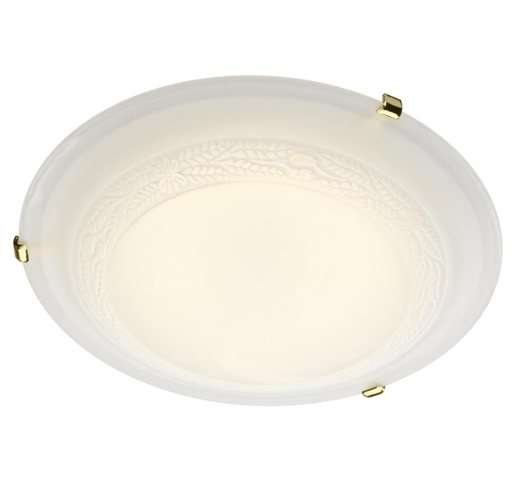 Dar Damask 3 Light 50cm Alabaster Glass Flush Mount Low Ceiling Light