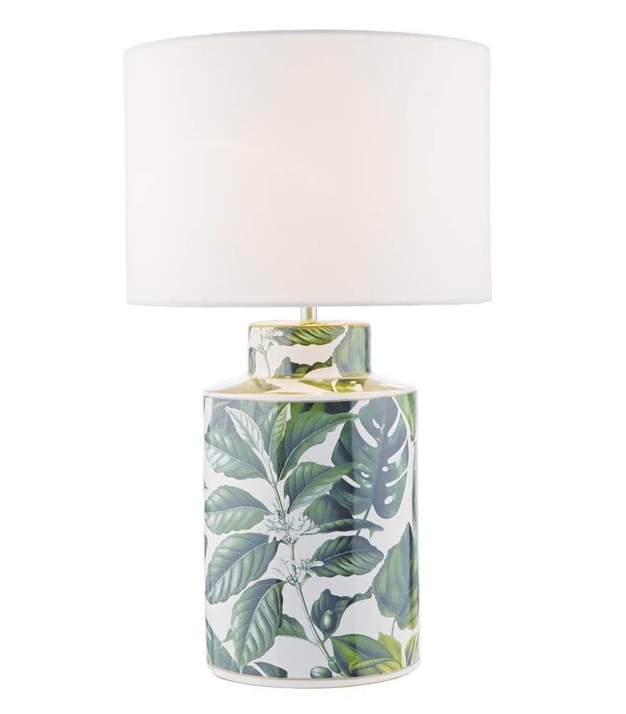 Dar Filip Green Palm Print Ceramic Jar Table Lamp Base Only