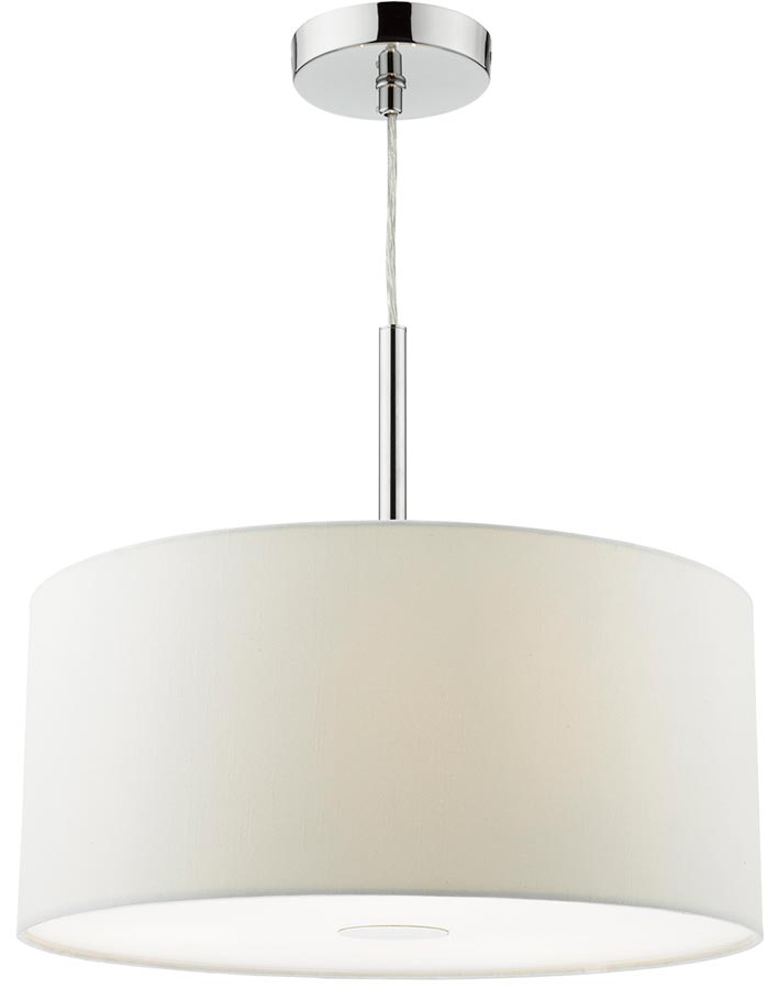 Dar Ronda 40cm White Drum Shade 3 Light Pendant With Diffuser