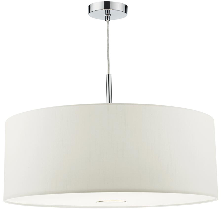 Dar Ronda 60cm White Drum Shade 3 Light Pendant With Diffuser