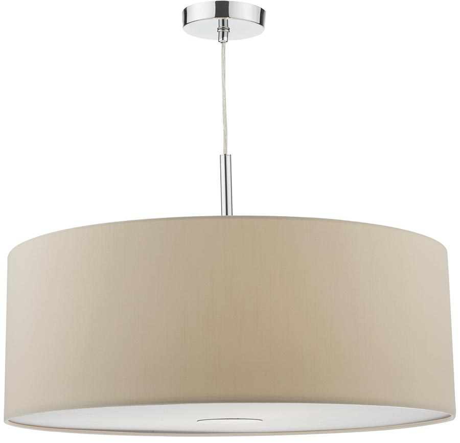 Dar Ronda 60cm Ecru Drum Shade 3 Light Pendant With Diffuser