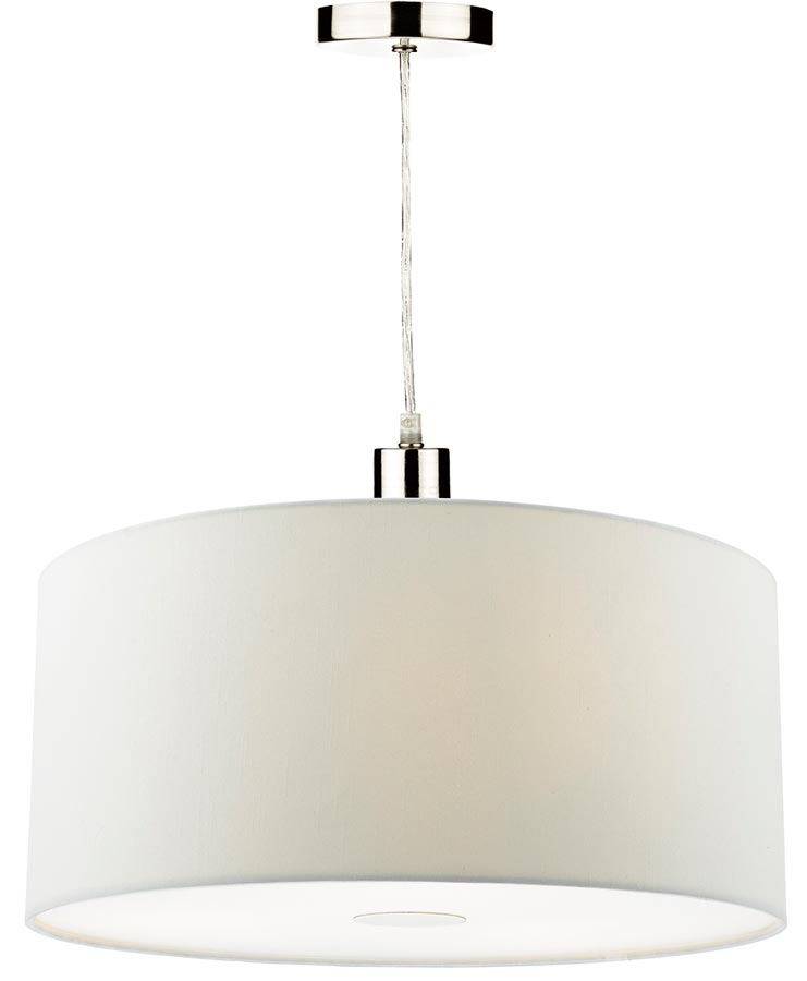 Dar Ronda 40cm White Drum Easy Fit Pendant Shade With Diffuser Ron652 - Drum Ceiling Light Shades Uk