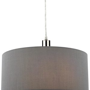 Dar Ronda 40cm Grey Drum Easy Fit Pendant Shade With Diffuser