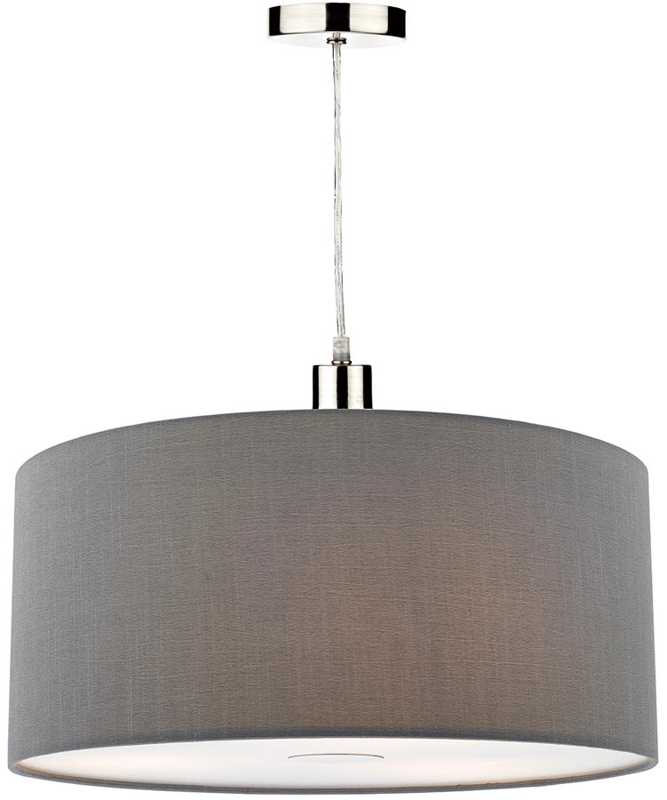 Dar Ronda 40cm Grey Drum Easy Fit Pendant Shade With Diffuser