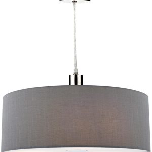 Dar Ronda 60cm Grey Drum Easy Fit Pendant Shade With Diffuser