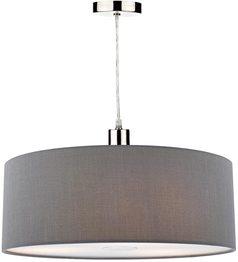 Dar Ronda 60cm Grey Drum Easy Fit Pendant Shade With Diffuser