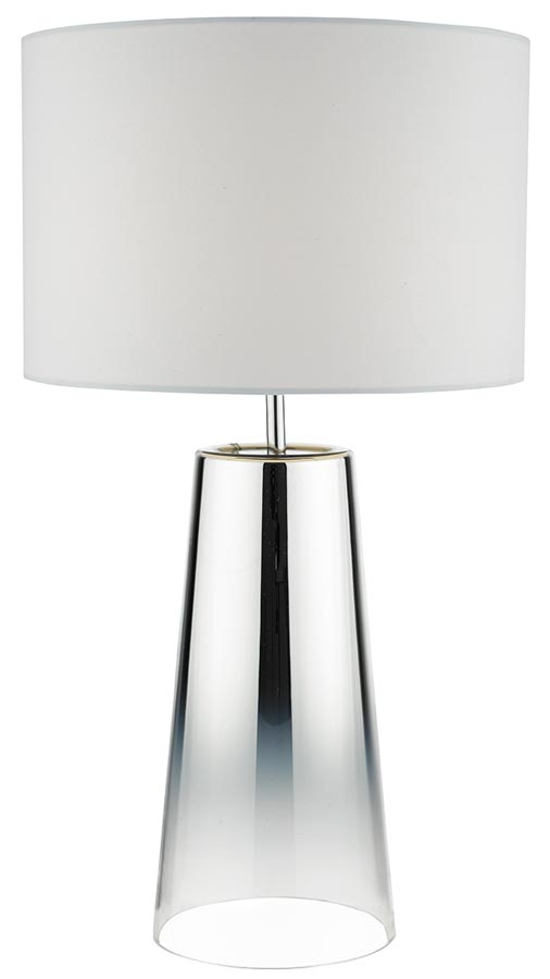 Dar Smokey Table Lamp Graduated Chromed Glass With Shade